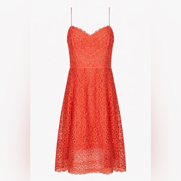 J. Crew Dresses & Skirts - J Crew Daisy Lace Dress XS 00 Orange Coral Midi Fit Flare Sleeveless wedding